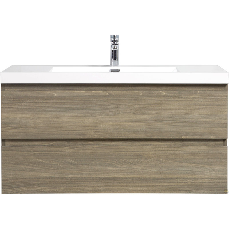 42" Floating Bathroom Vanity with Sink, Wall-Mounted Storage Cabinet with Solid Surface Top Basin and Soft Close Drawers Fully Assembled