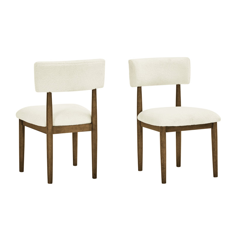 2 chaises d'appoint de salle à manger en chêne noyer avec revêtement beige, dossier ouvert, siège d'une hauteur de 19 po pour une assise confortable, largeur de 20 po, profondeur, tissu de 33 po, dossier, largeur