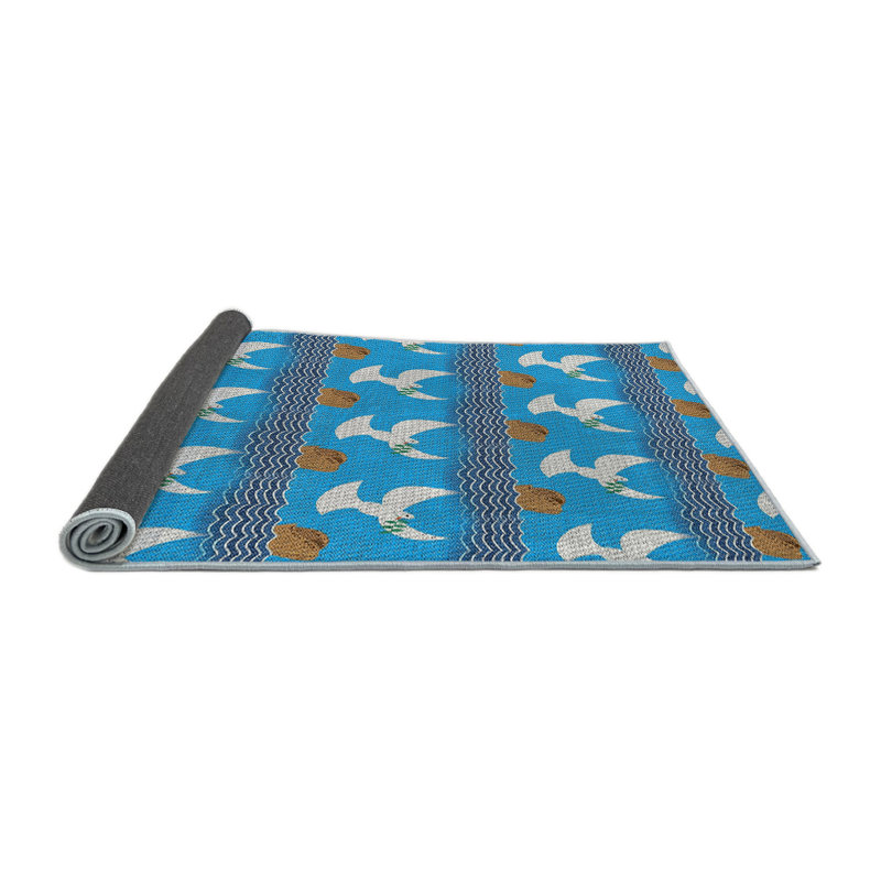 Tapis de zone bleue à motifs, Rond 4 pi
