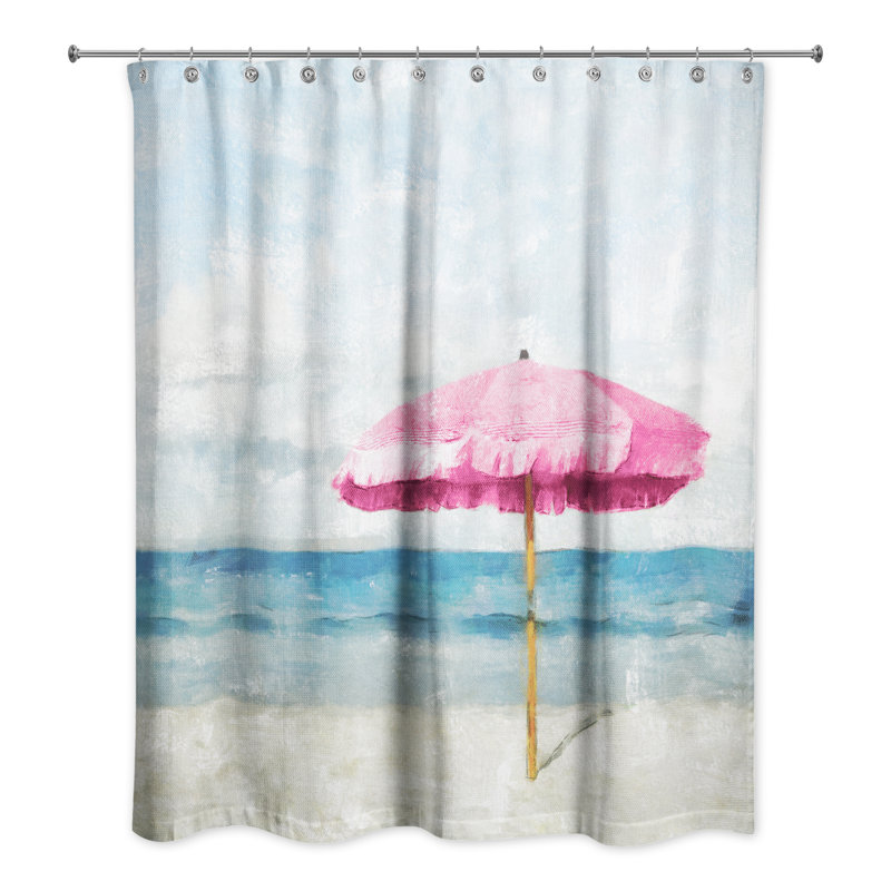 Rideau de douche rose parasol