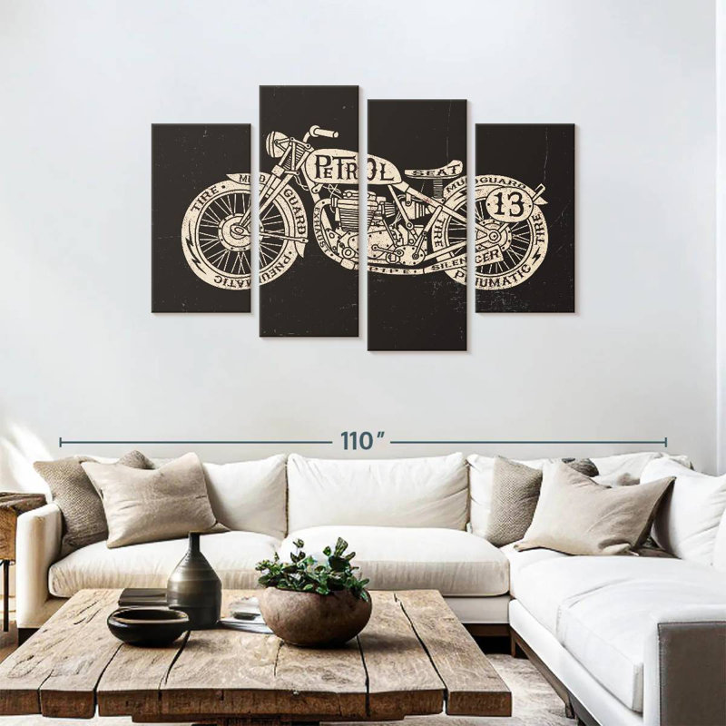 Mehar, typographie de motos rétro, H 48 po x l 75 po