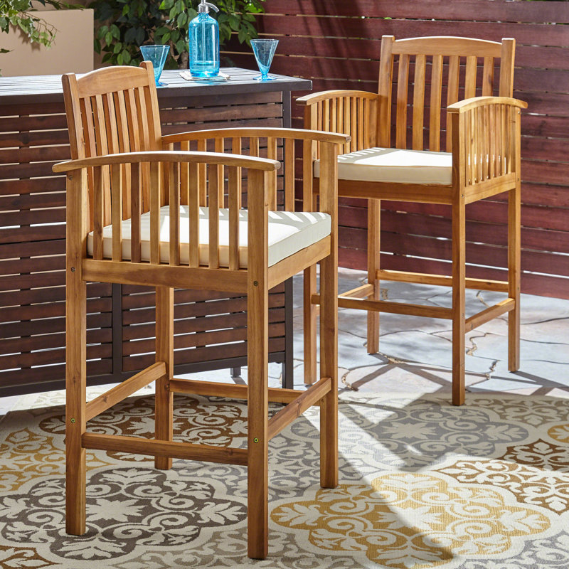 Tabouret de bar 30 po Mullinax, Cadre naturel / Coussin crème