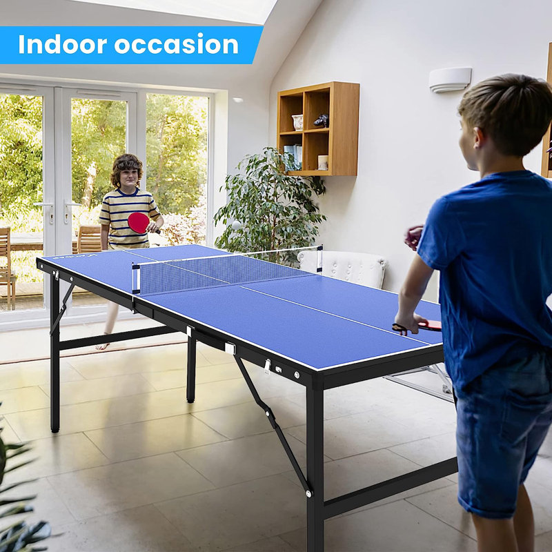 Table de tennis de table d'intérieur / extérieur pliable de taille réglementaire avec raquettes et balles
