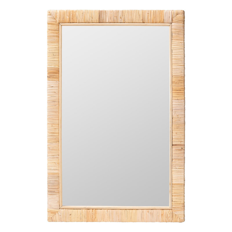 Brid Bali & Pari Lankston Bohemian Natural Rattan Accent Wall Mirror, Rectangle, 32.30" x 21.70"