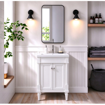 Jaida 24 " W Freestanding Standard Free Standing 1 Single Vanity Bathroom Vanity With Ceramic Top
