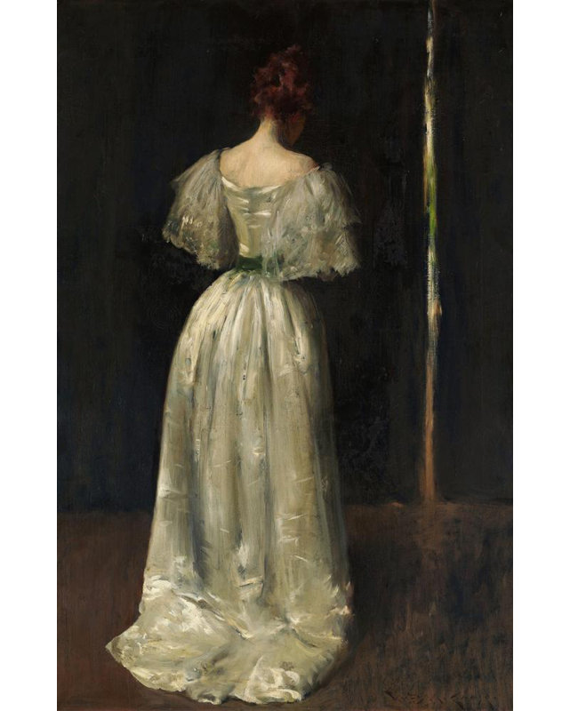 «Seventeenth Century Lady» par William Merritt Chase - Art mural sur toile tendue avec châssis, H 48 po x l 33 po