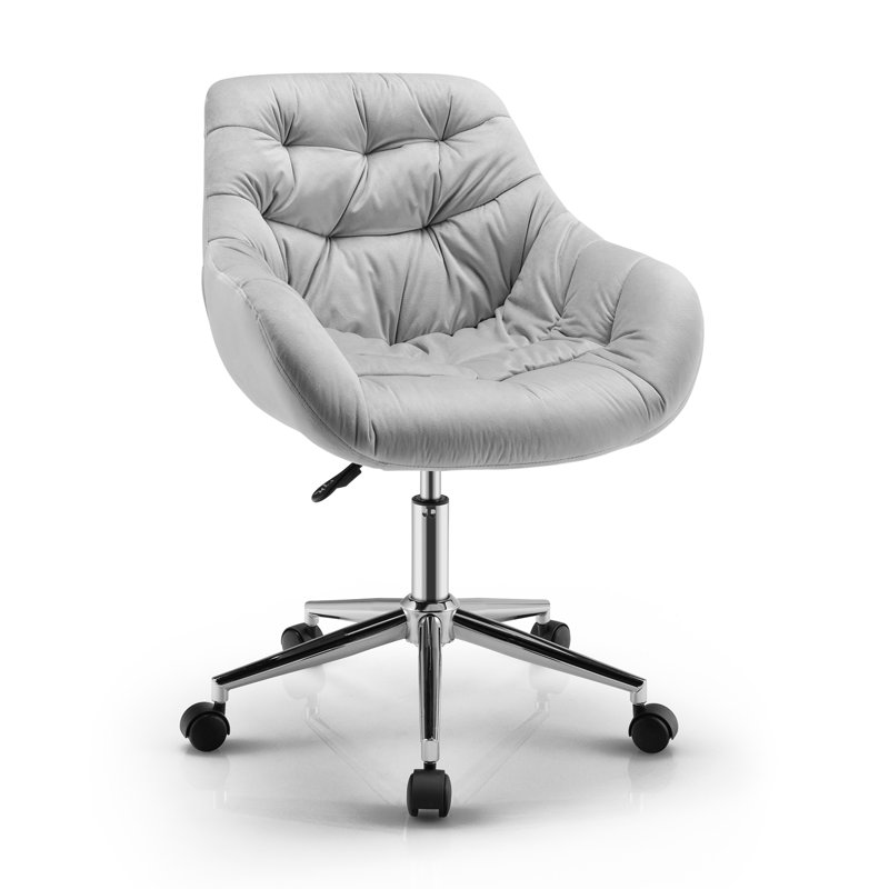 Rosdorf Park Rambler Velvet Office Chair, Grey