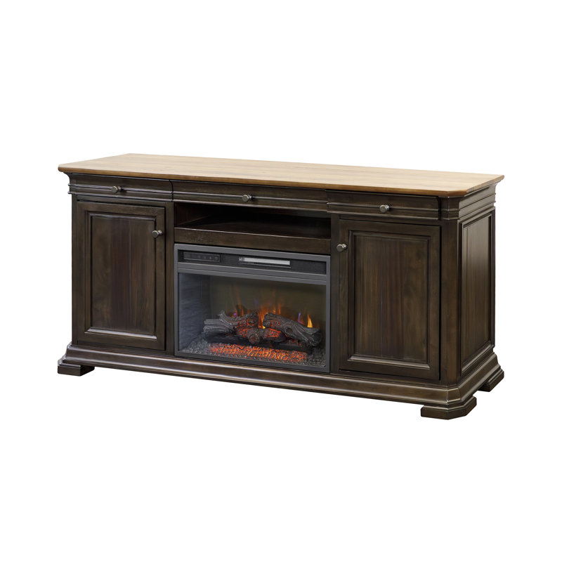 Console de foyer Oloughlin, rangement pour divertissement, meuble télé, entièrement assemblé, H 32 po x l 68 po x P 17 po