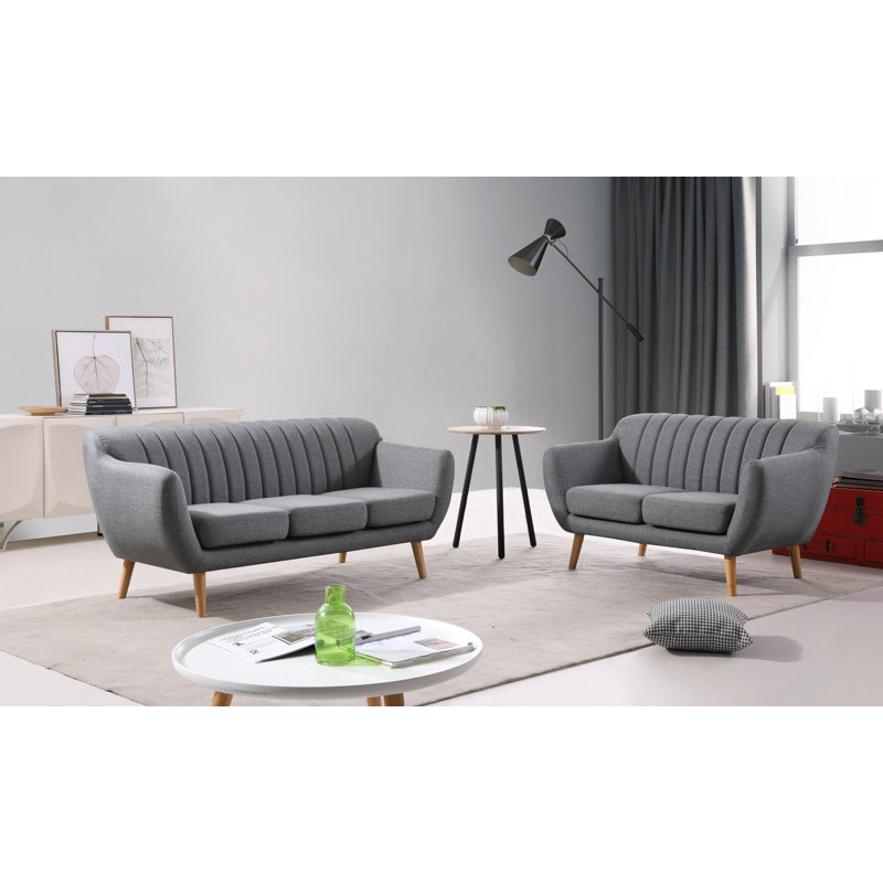 Ensemble de salon standard 2 pièces Villalba, Gris