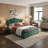 Velvet Palm-shaped Headboard Queen Bed Frame with Lift Up Storage, No Box Spring Needed, Green-1604685467-1602480140