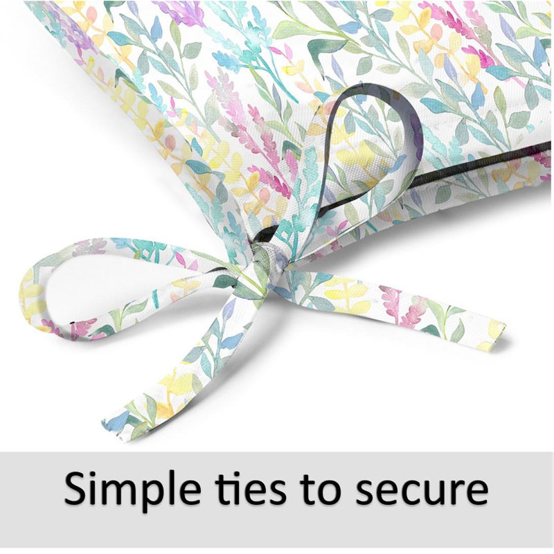 Meadow Chair Pad Cushion, Purple/Blue/Yellow/Green Floral