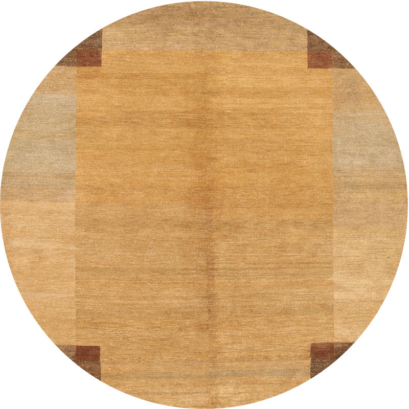Tapis contemporain brun / beige, Rond 5 pi