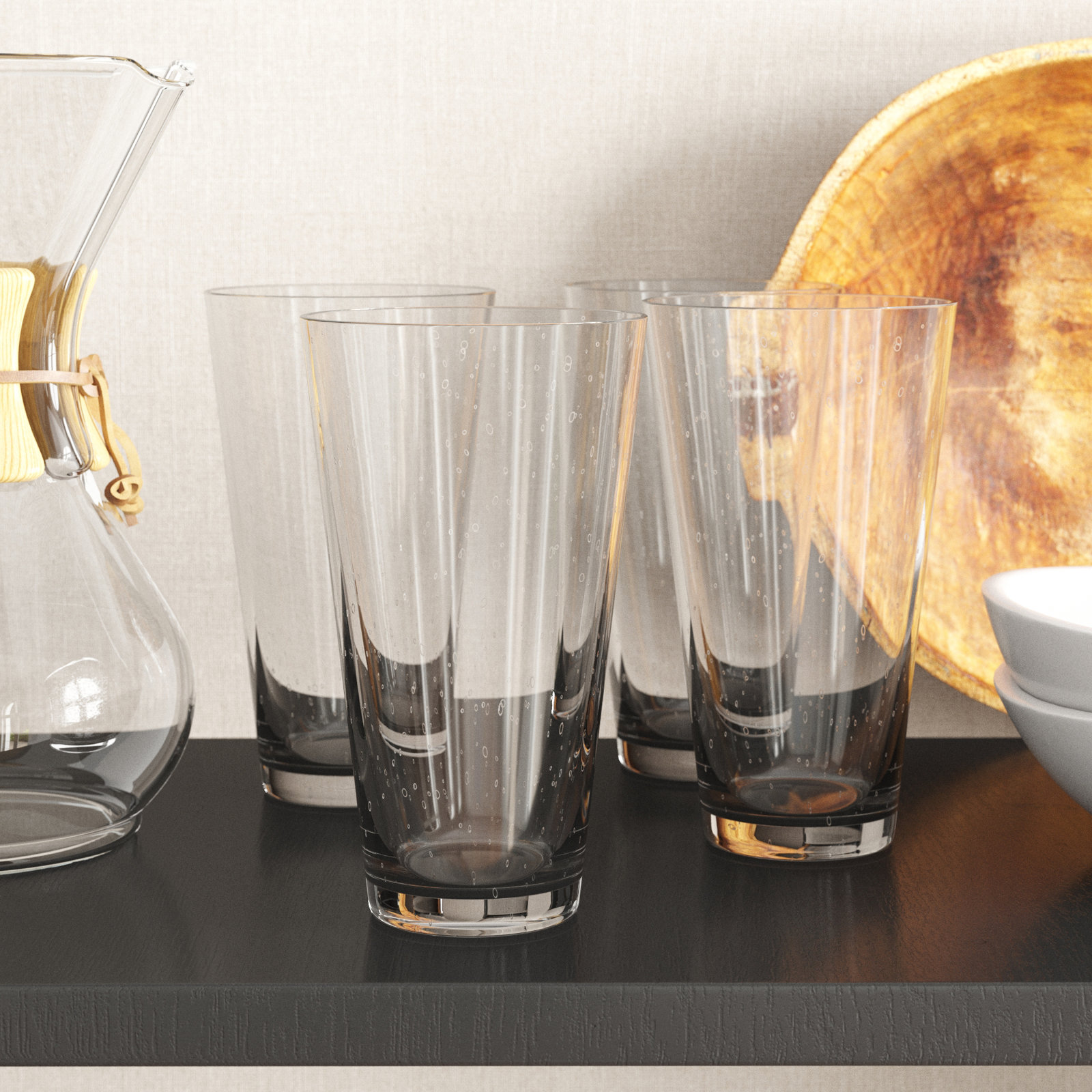 Thyme Bubble Glass Pint Glasses