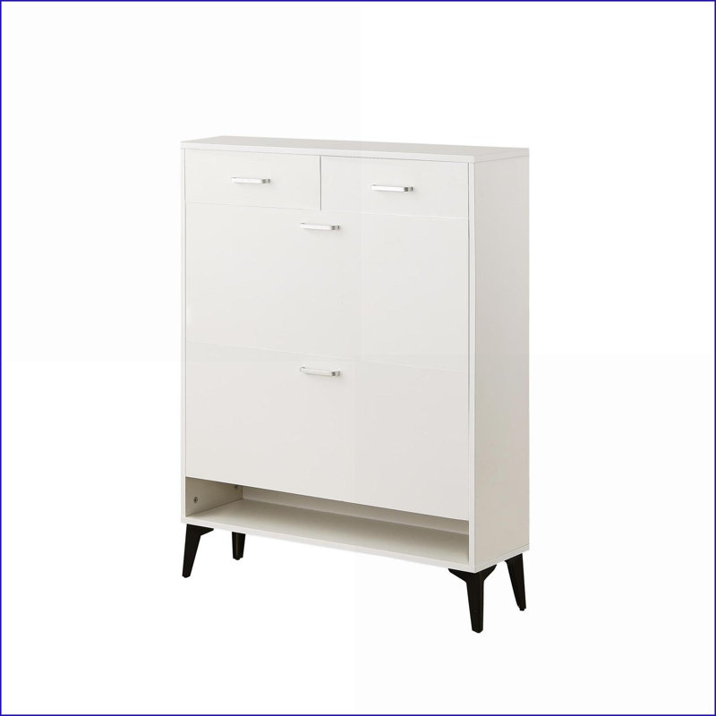 Range-chaussures, organisateur autoportant 31,5 po avec Flip & amp; Tiroirs fixes | Blanc neige | Minimaliste
