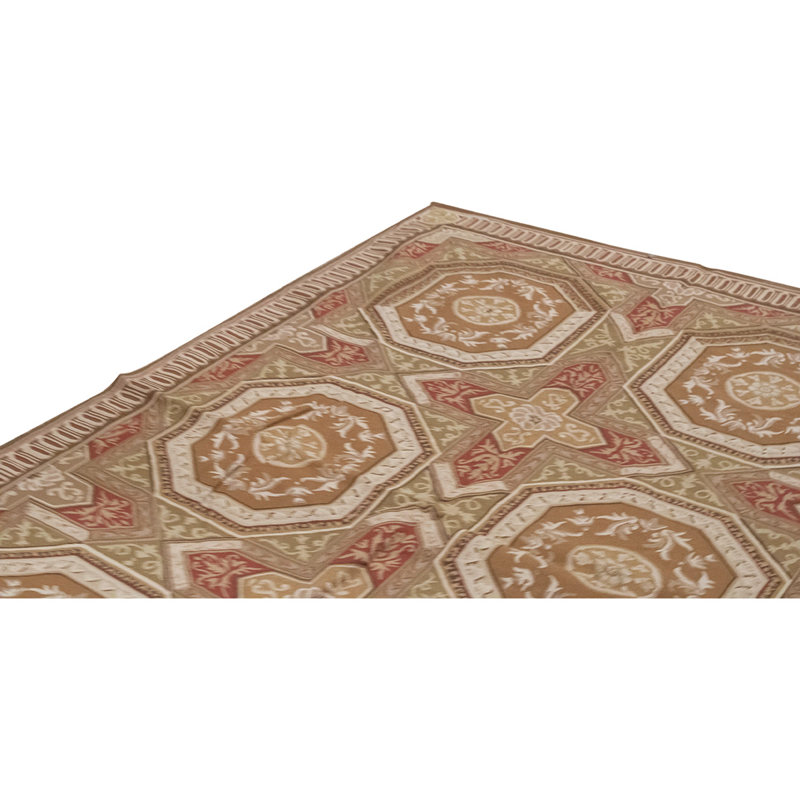 Tapis unique brun et rose noué à la main de haute qualité