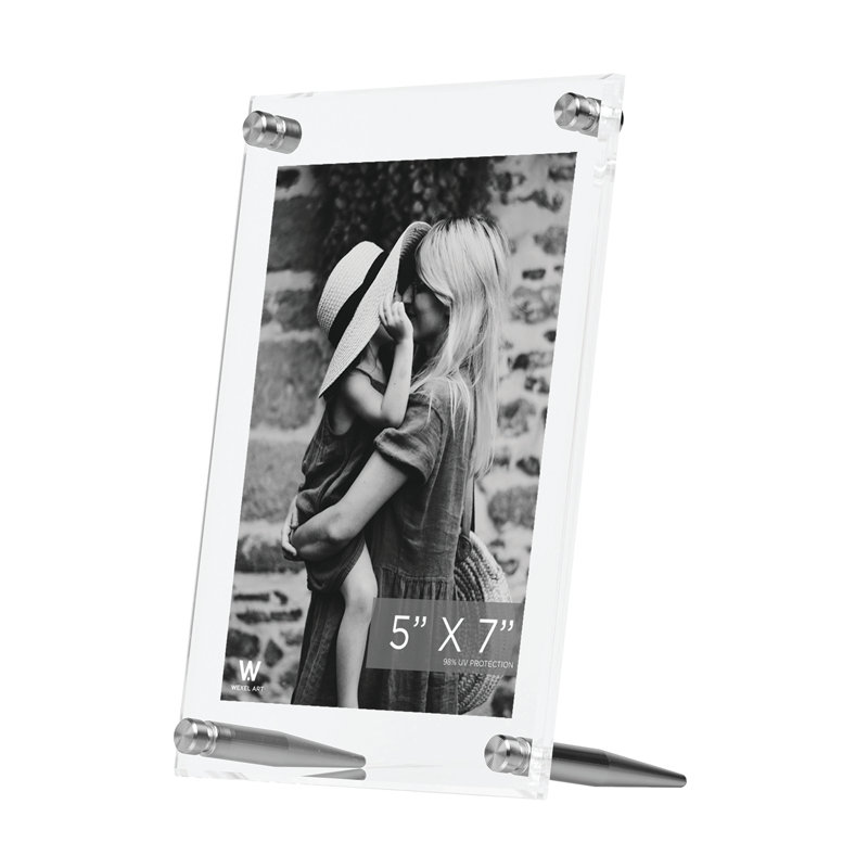 Acrylic Bevel Tabletop Float Frames, 5" x 7", Silver