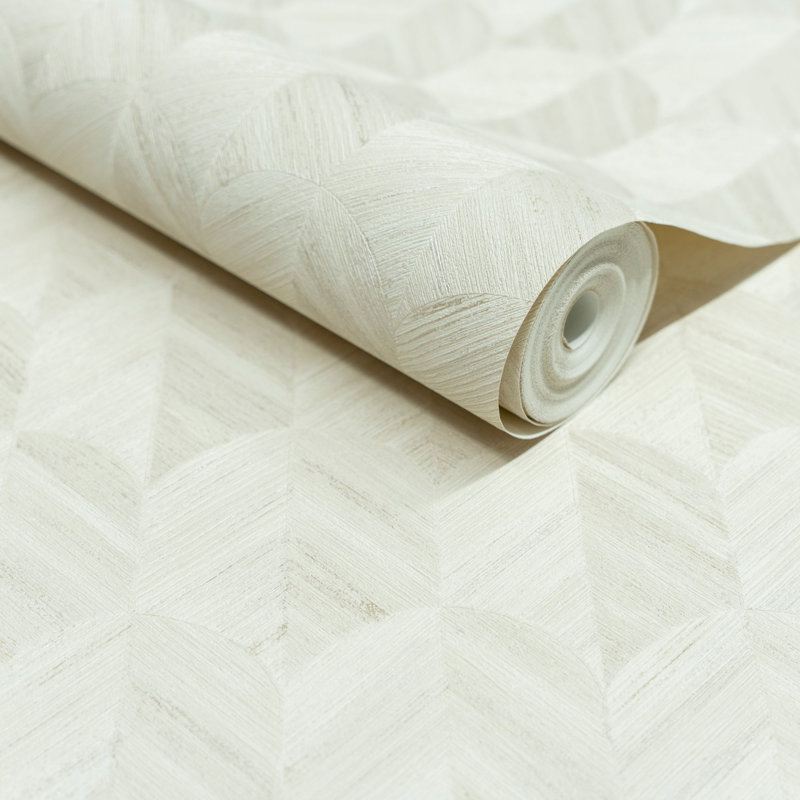 Surfaces Collection Geometric Prism Wallpaper Roll, Off-White