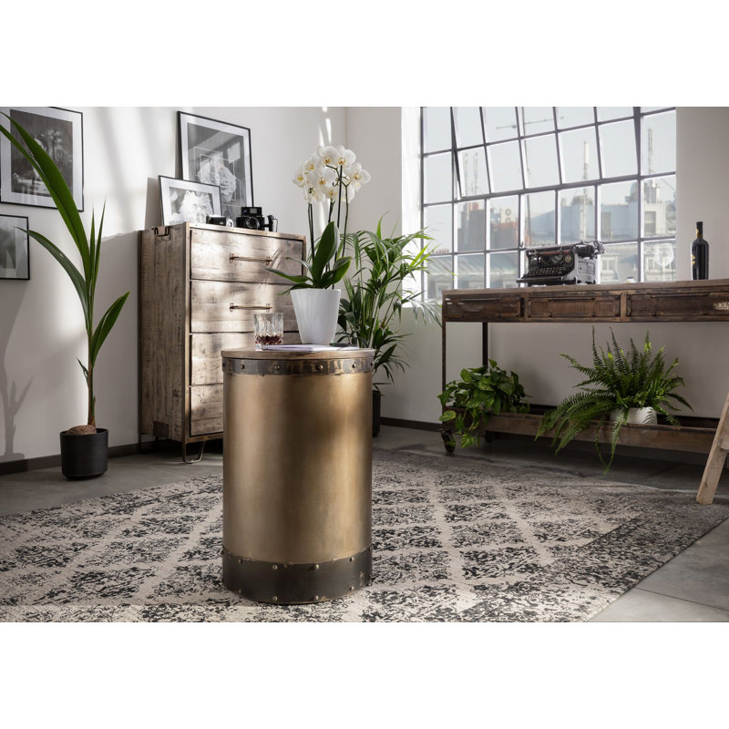 Heavy Industry Drum End Table, Brown