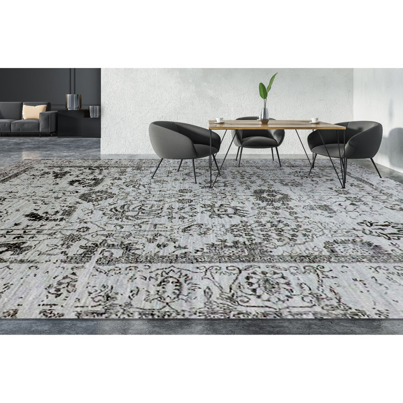 Hand Knotted Floral Area Rug, Rectangle 12' x 15'