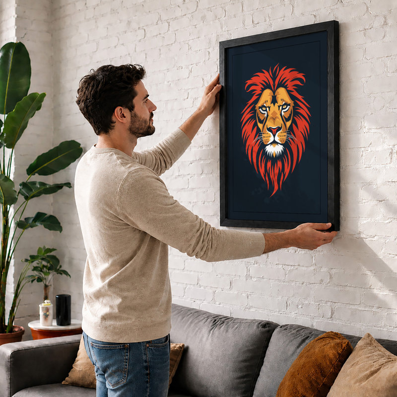 Lion's Crown Modern - Framed Print, Walnut, A3 - 42.0 x 29.7 cm