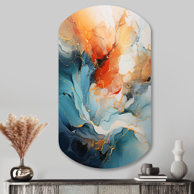 Teal Orange Bold Abstract Flow Collage II - Dams Cylinder Shape Assymterical