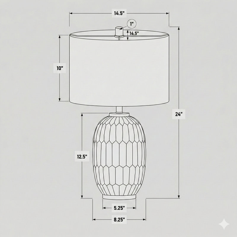 Lighting, H 24 po, lampe de table, résine crème, abat-jour ivoire / crème, transitionnel