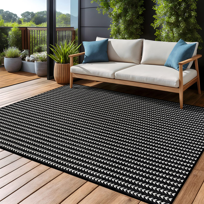 Tapis intérieur à chevrons, Rectangle 8' x 10', Black