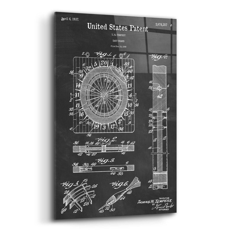 «Darts Game Blueprint Vernis», impression sans cadre, H 36 po x l 24 po x P 0,2 po