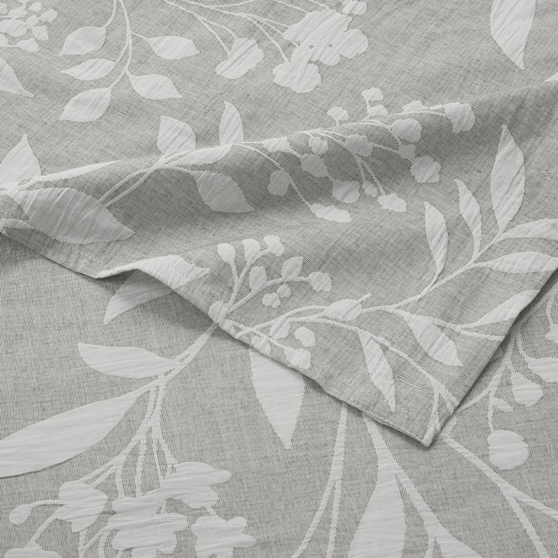 Taupe Cotton Floral Matelassé Shower Curtain