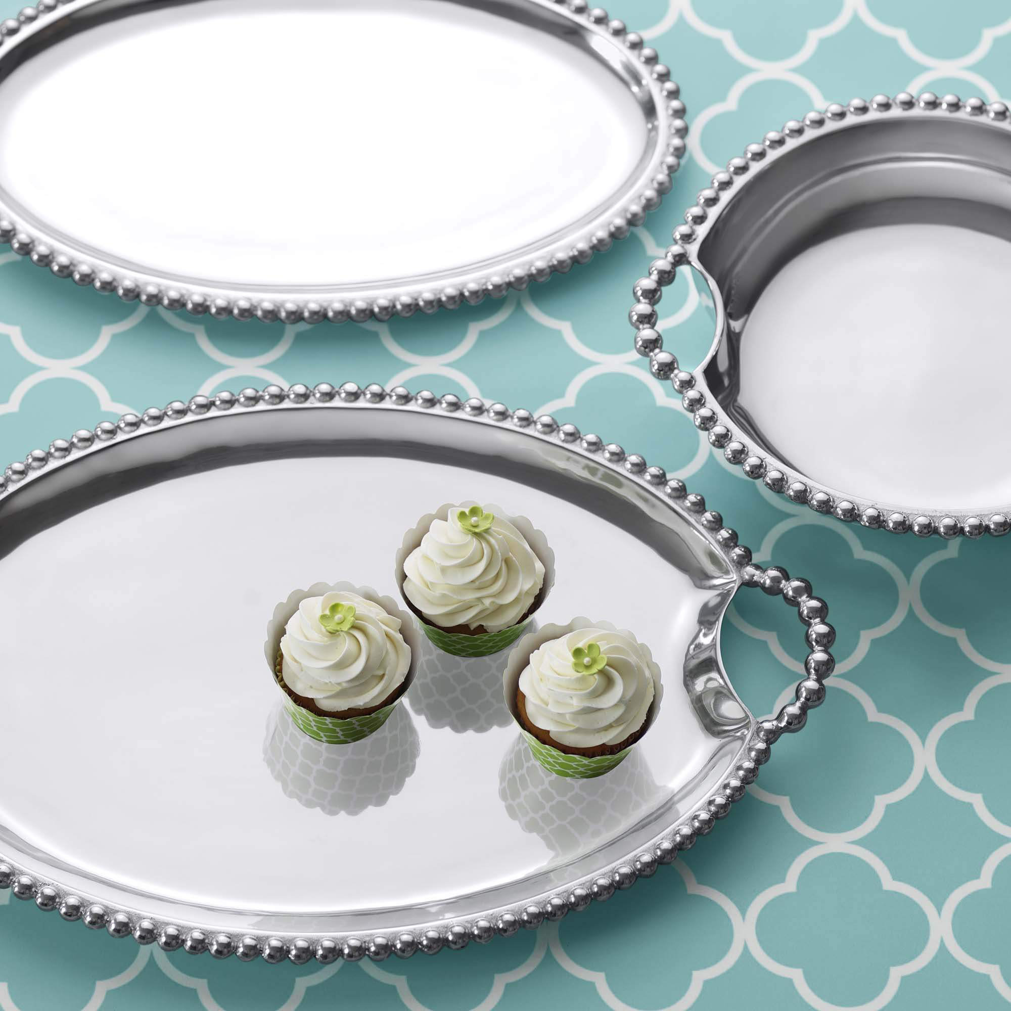 String Of Pearls Oval Aluminum Platter