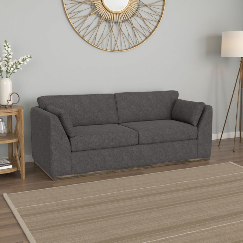 Structure et base en bois Romul, canapé, Mélange de polyester gris, H 36,5 po x l 90 po x P 38,5 po