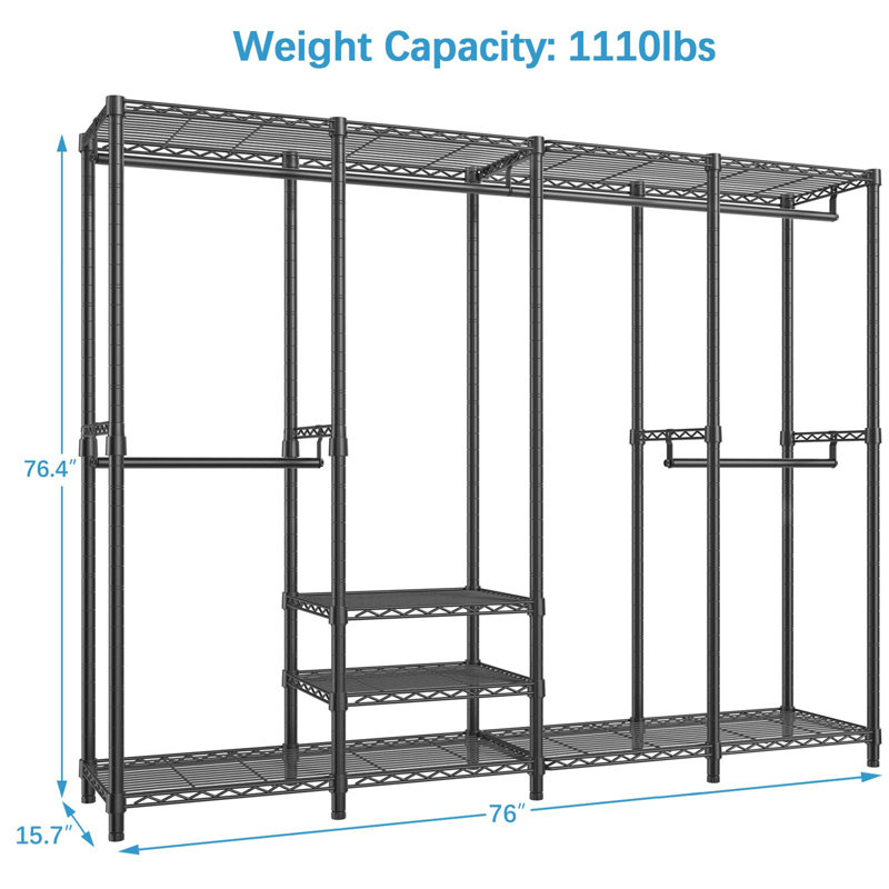 76'' Metal Freestanding Garment Rack, Black