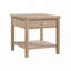 Table basse en bois avec tiroir, tablette ouverte