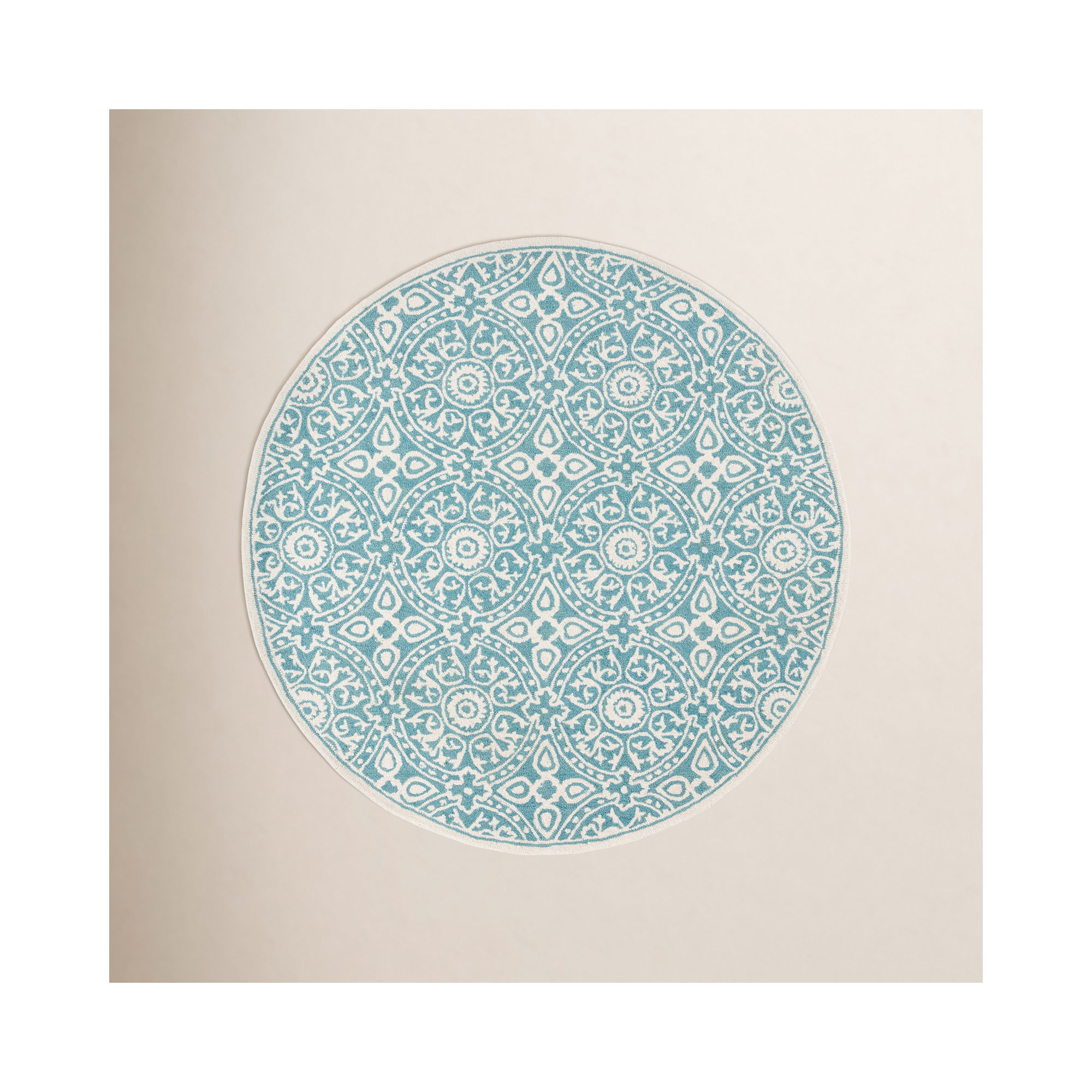 Mekai Hand Tufted Wool Pile Geometric Rug, Round 6'