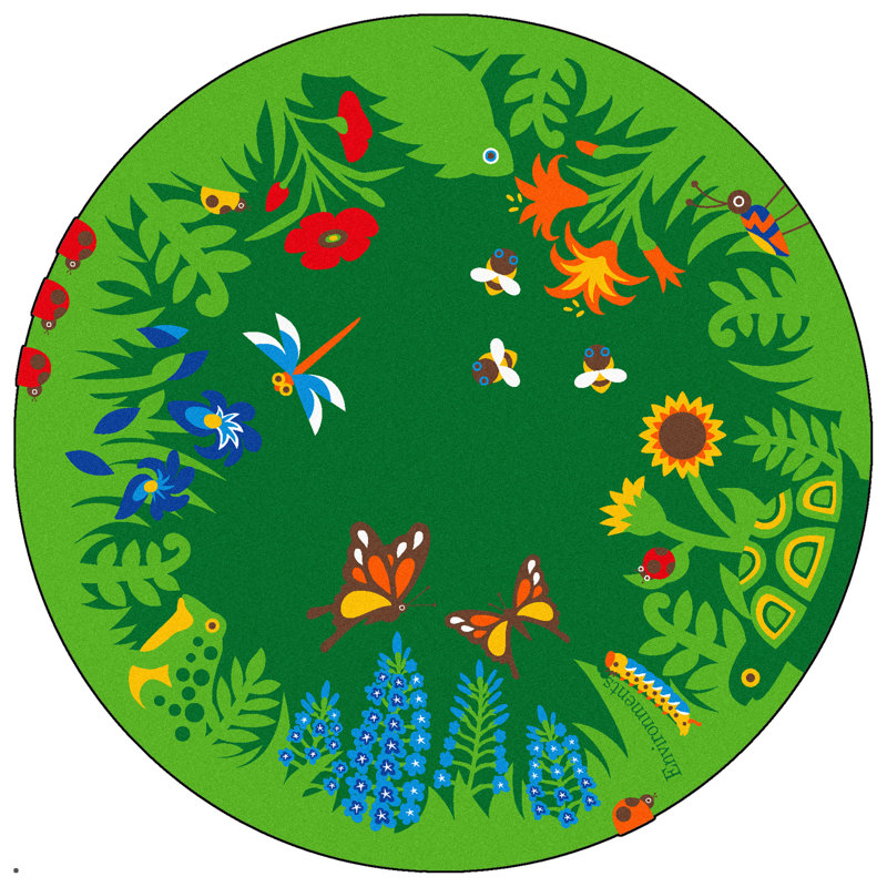 Tapis rond vert de 9 pi Busy Garden
