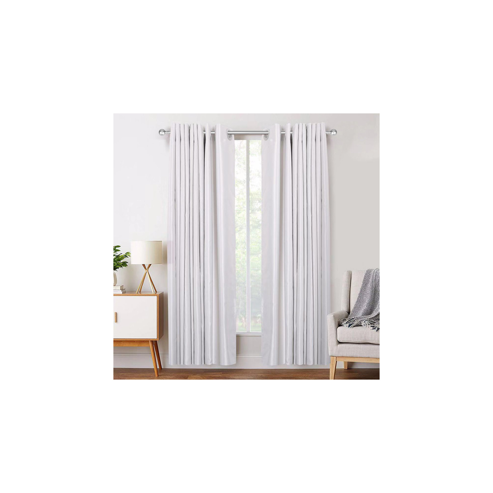 Adjustable Curtain Rod for Bedroom and Living Room, 28" - 48", Nickel