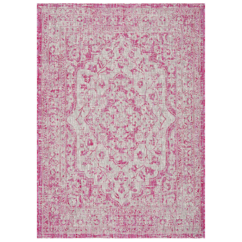 Tapis intérieur / extérieur rose / crème Arneshia, Rectangle 8 pi x 10 pi