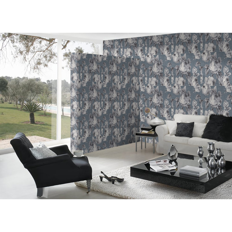 Rouleau de papier peint floral et botanique 33 pi x 21 po Kidd, Gris