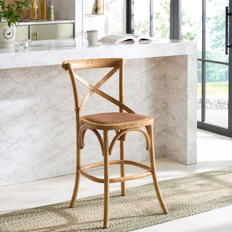 Tabouret Franklin, Chêne, Tabouret de comptoir (siège d'une hauteur de 24,2, Brun