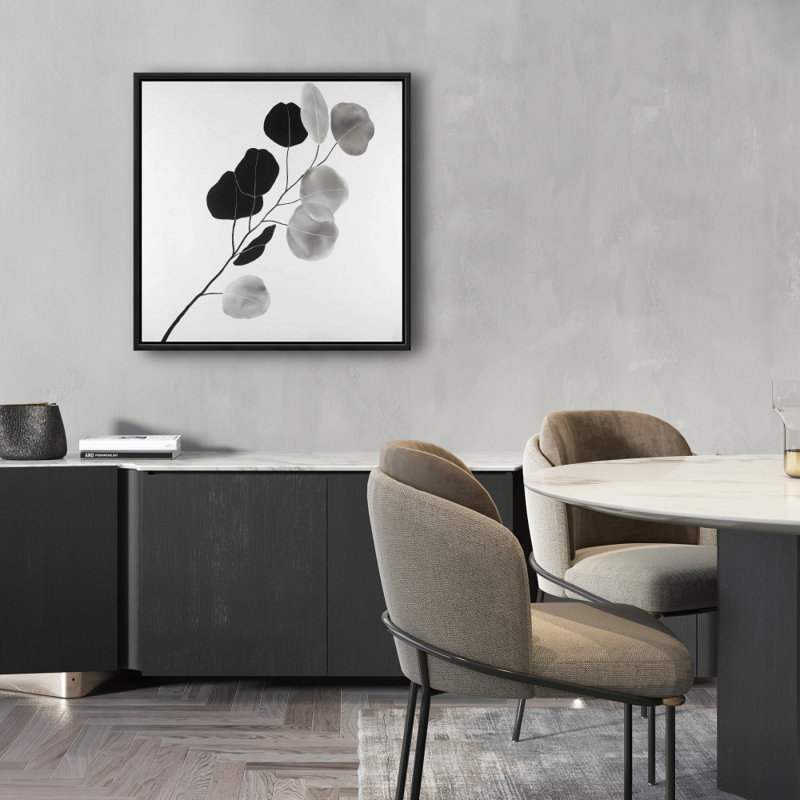 Toile de branche minimaliste en niveaux de gris | Décoration botanique