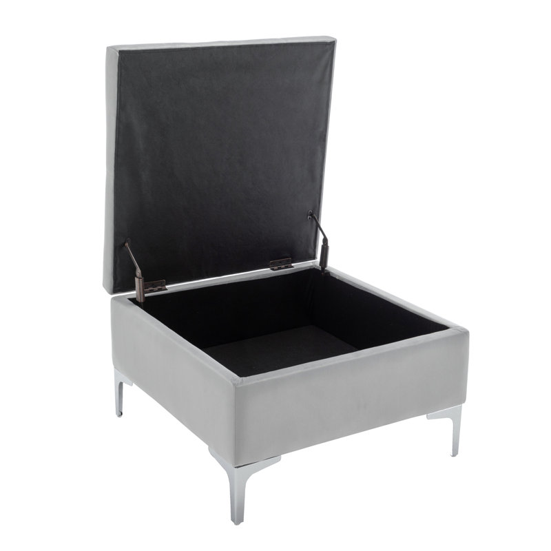 Repose-pieds en velours Manius, Gris
