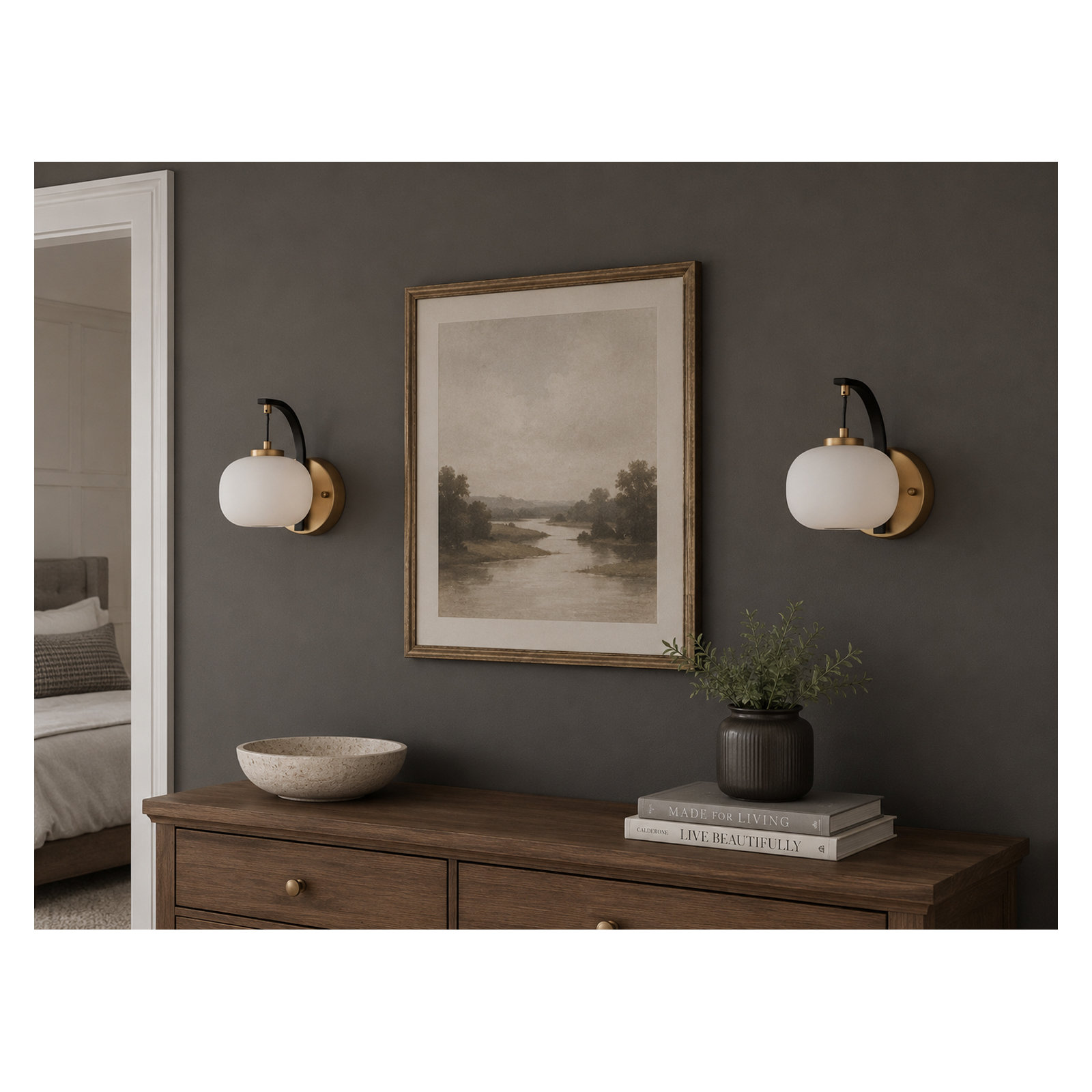 Kace Single Light Glass Steel Dimmable Armed Sconce