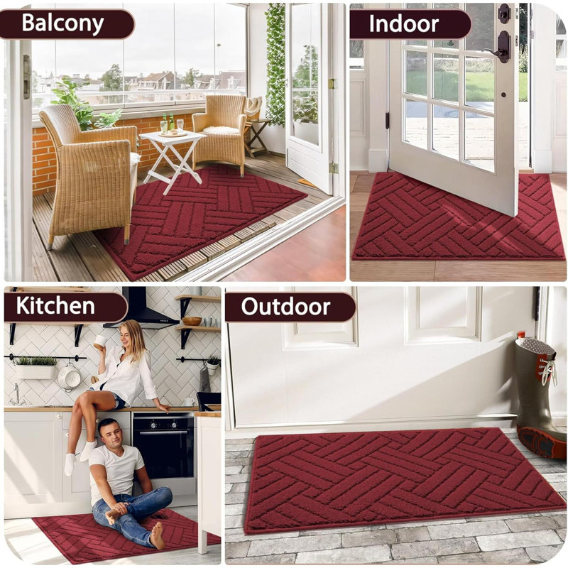 Tapis de cuisine Kuma, Rectangle 1 pi 8 po x 2 pi 8 po, Rouge