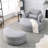 Welike Swivel Accent Barrel Modern Grey Sofa Lounge Club Big Round Chair With Storage Ottoman Linen Fabric For Living Room Hotel With Pillows-893018149