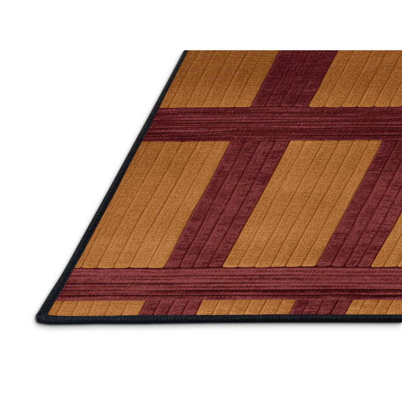 Machine Washable Trellis Red Area Rug