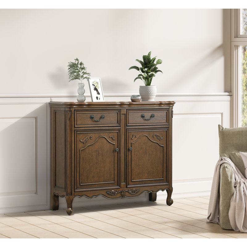 Commode décorative 2 tiroirs COSMO, Chêne foncé