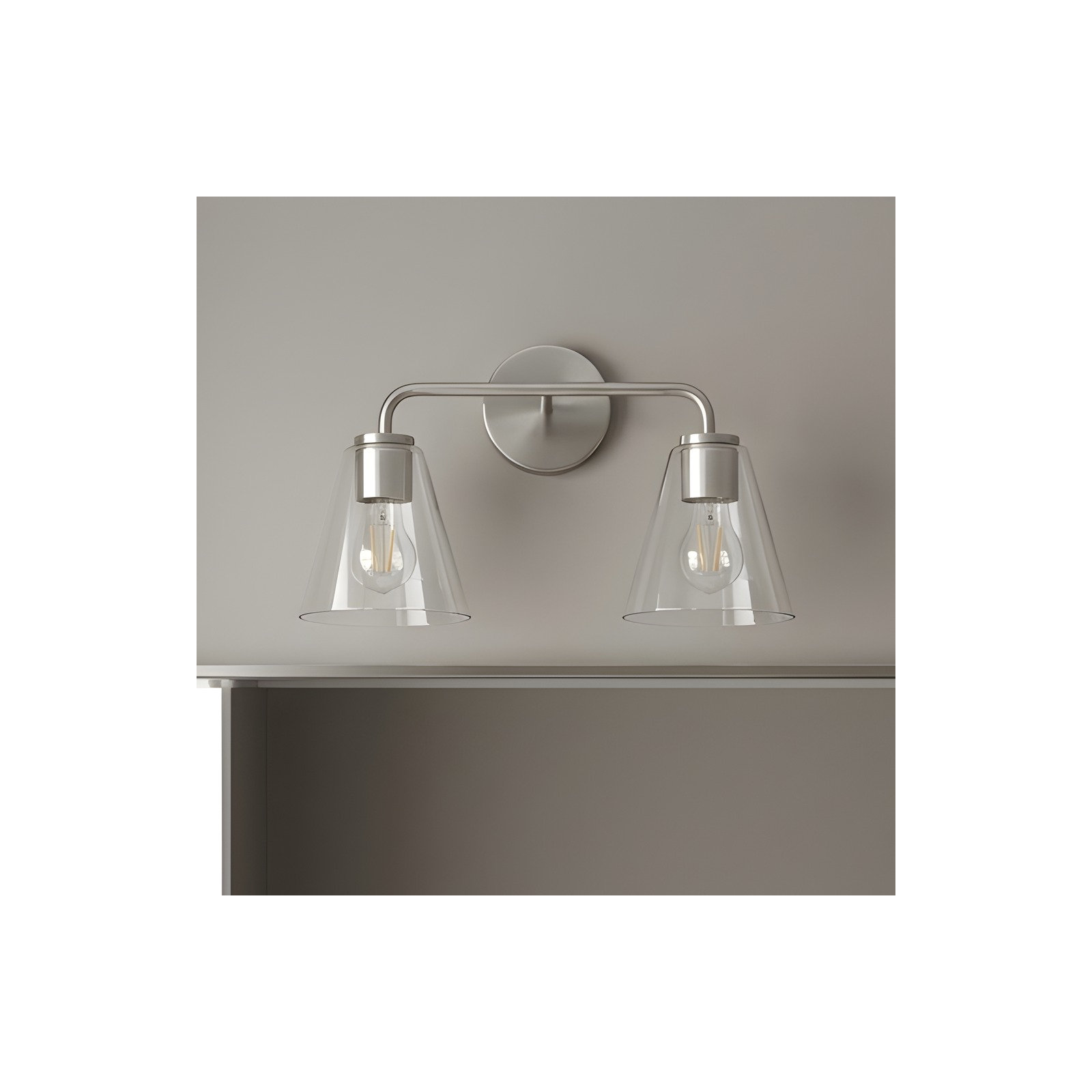Senda One Light Vanity, 2, Clear, Brushed Nickel