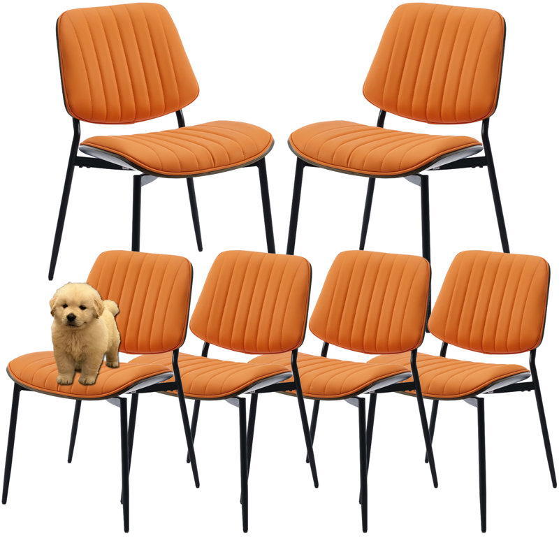 Chaises de salle à manger rembourrées Modern, Orange, 6