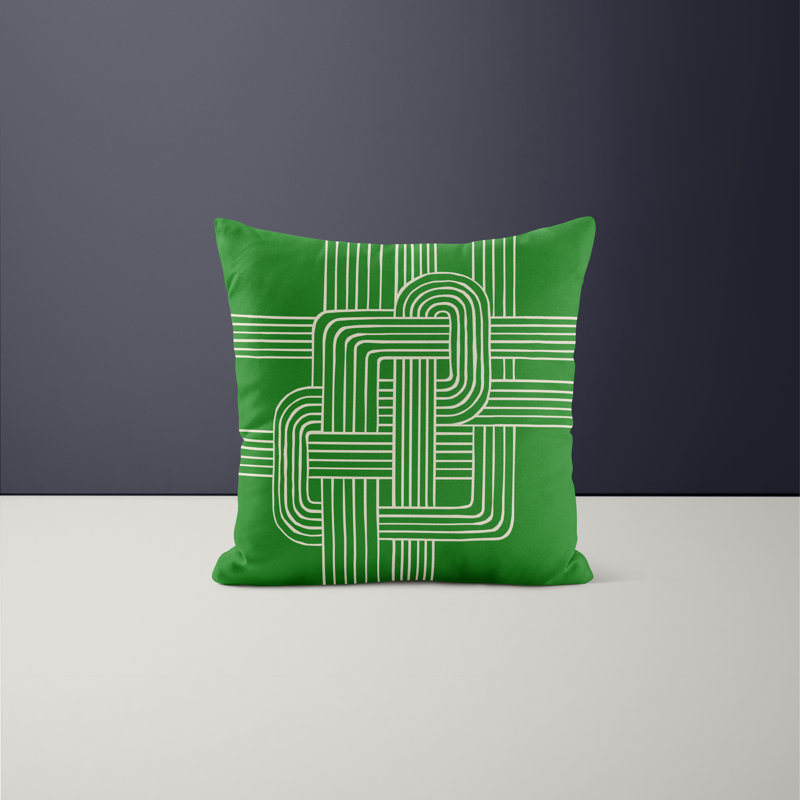 Jeté carré en polyester intérieur / extérieur, L 17 po x H 17 po, Vert