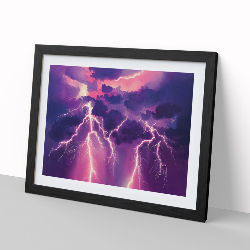 Watercolour Lightning Vol.3 - Single Picture Frame Print, Black, 34cm H x 46cm W x 2cm D